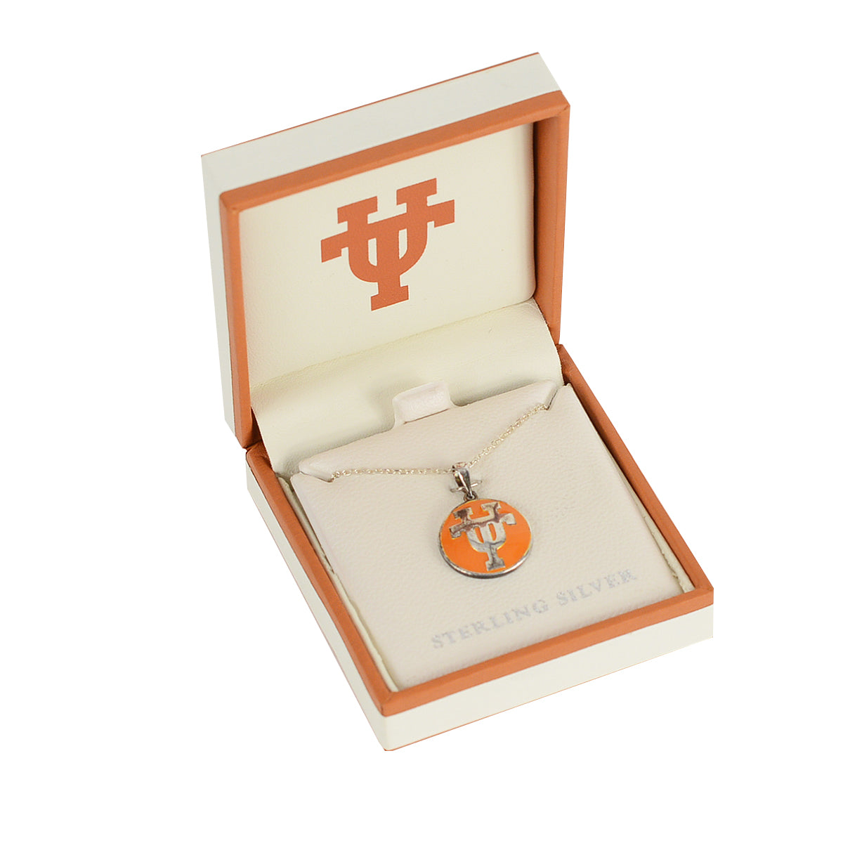 Texas Longhorn Sterling Silver Round UT Pendant Necklace (S45686)