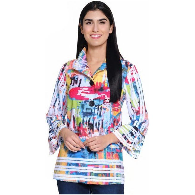 Ali Miles Abstract Bell Sleeve Tunic A15305BM