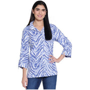 John Mark Embroidered Print Button Front Top