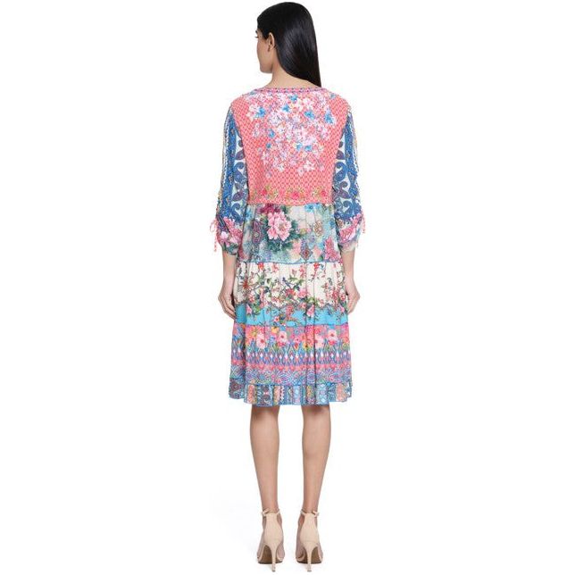 John Mark Embroidered Print Dress (PNK) (J15361DW)