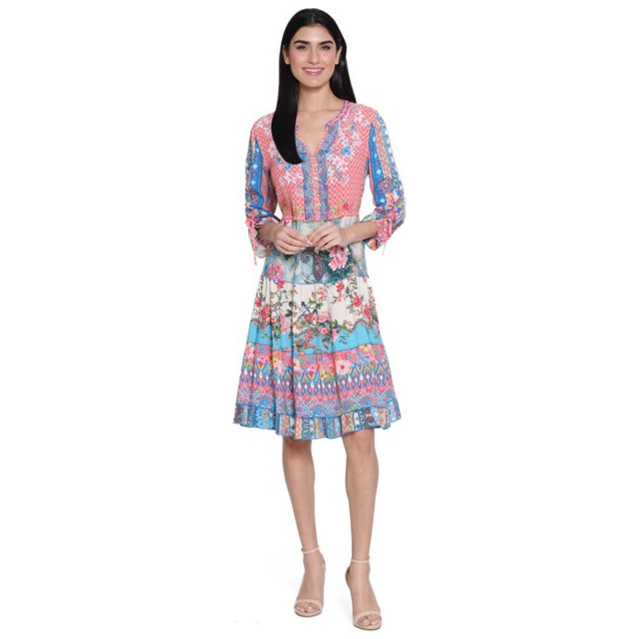 John Mark Embroidered Print Dress (PNK) (J15361DW)