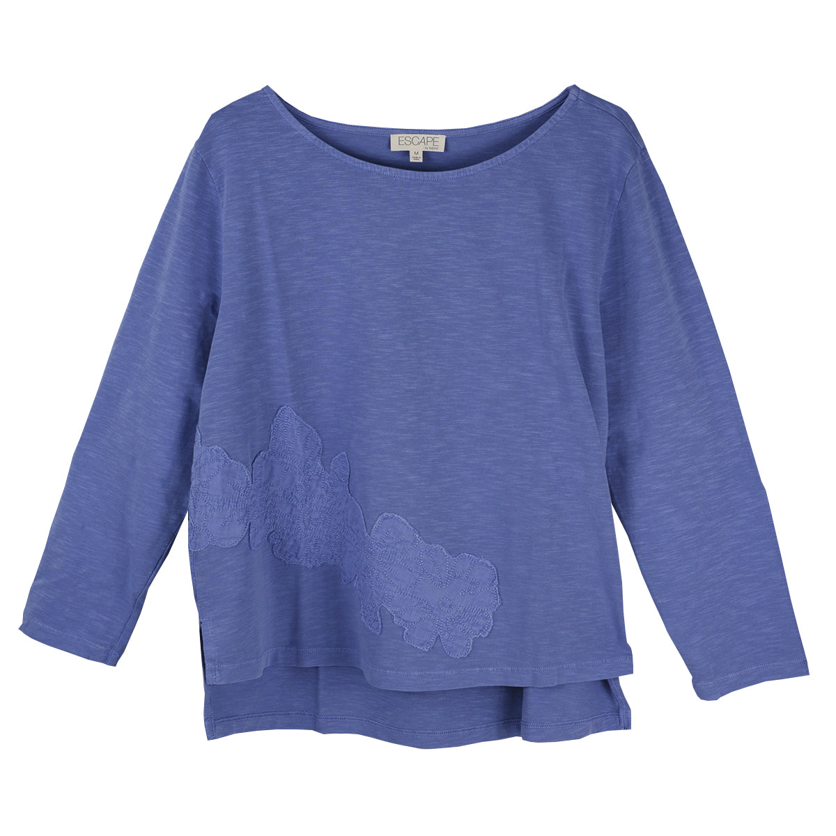 Escape Regatta Embroidered Applique Boxy Stretch Knit Tee (15425)(2 Colors)