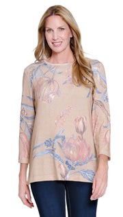 Multiples Embellished Detail Floral Scoop Neck Top (PASTELMULT)