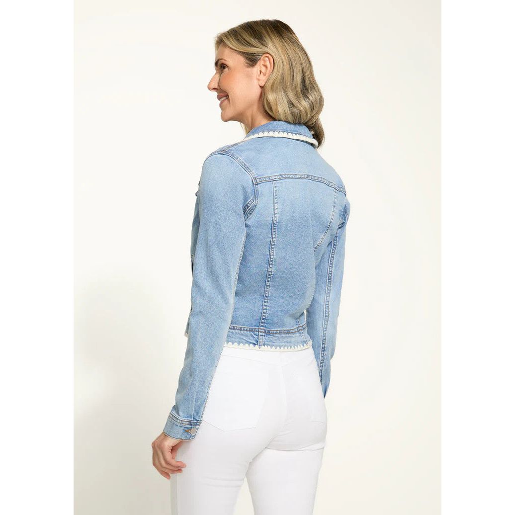 FDJ French Dressing Crochet Stitch Accent Denim Jacket