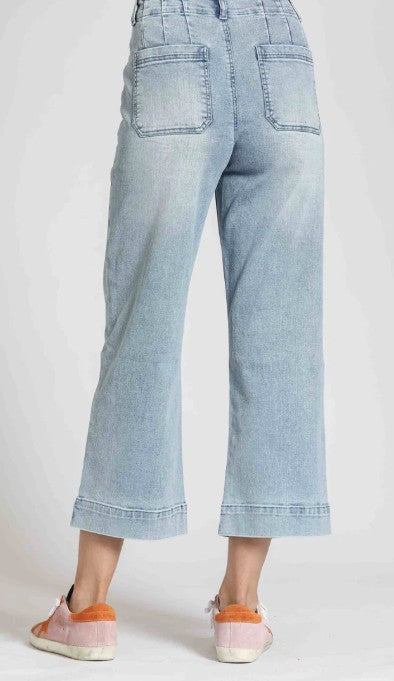APNY Cropped Wide Leg Light Indigo Jeans (B168)