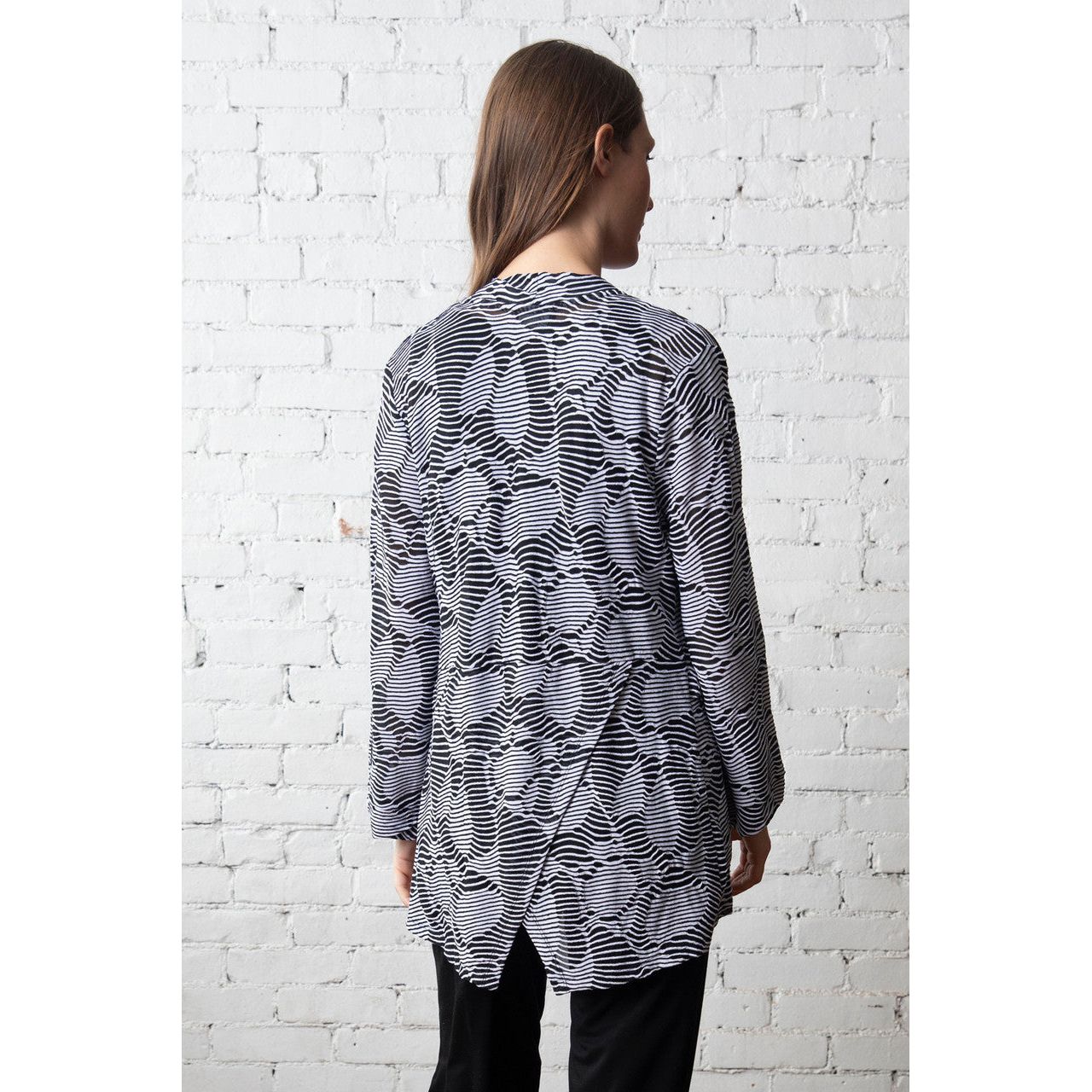 Olivia by Habitat Ivy League Print Overlay Cardigan (BLK)