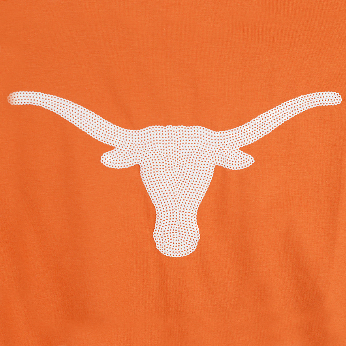 Texas Longhorn Capri Designs Sequined Varsity Ruffle Short Sleeve Ruched Top (KW12TEX2-409)(Burnt Orange)