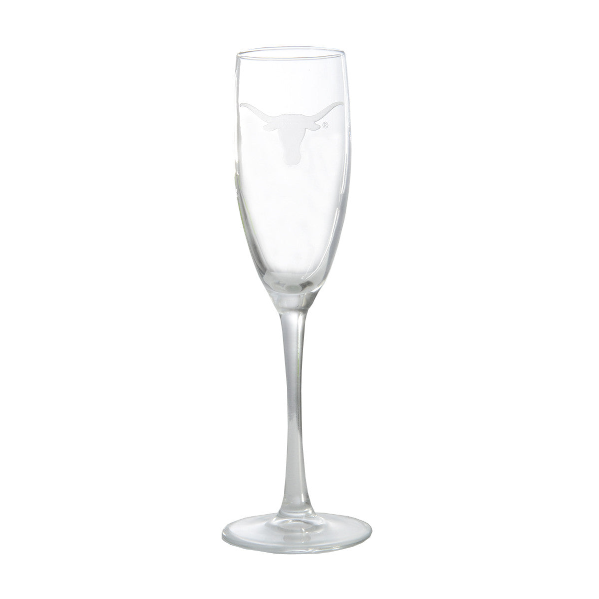 Texas Longhorn Single Etched Logo Champagne Glass (ECF)