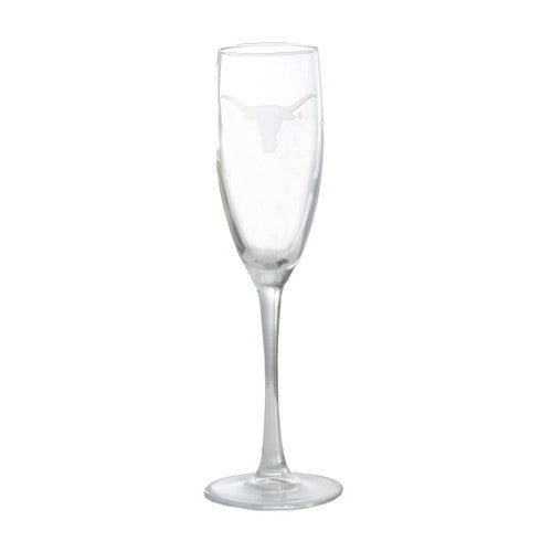 Texas Longhorn Single Etched Logo Champagne Glass (ECF)