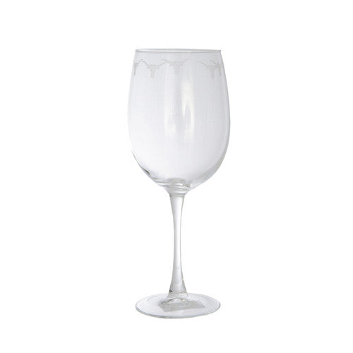 Texas Longhorn Repeat Etched Wine Glass 19oz (RREW19)