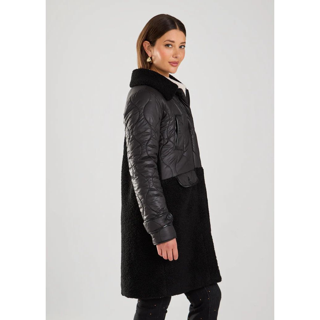 FDJ French Dressing Long Mixed Media Solid Black Jacket