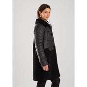 FDJ French Dressing Long Mixed Media Solid Black Jacket