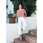 FDJ French Dressing Crochet Knit Stripe Top