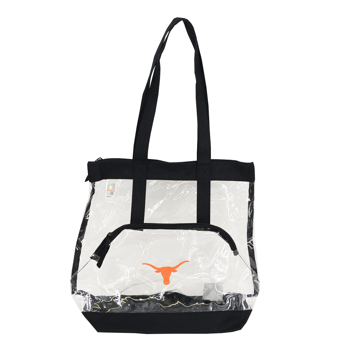 Texas Longhorn Roomy Clear Zipper Top Tote with Outside Zipper pocket (Q400744)