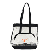 Texas Longhorn Roomy Clear Zipper Top Tote with Outside Zipper pocket (Q400744)