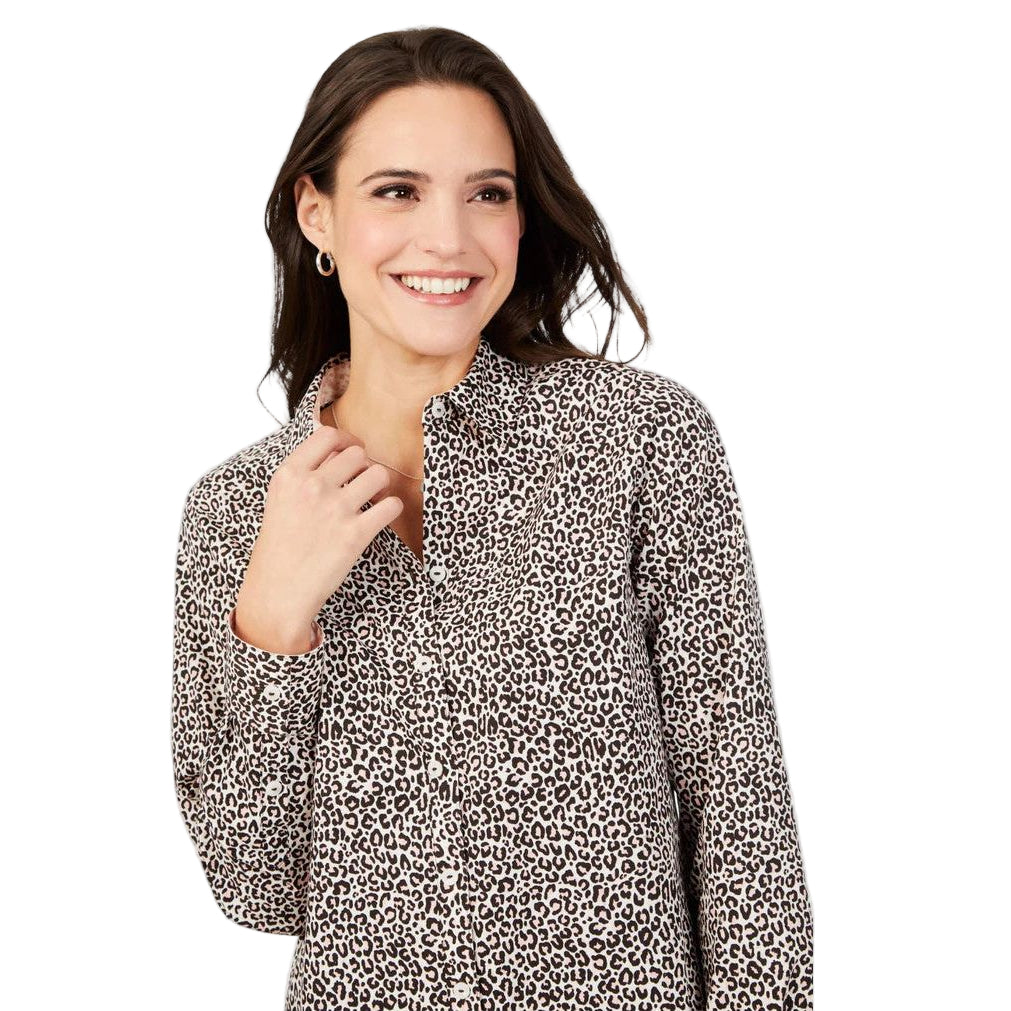 Foxcroft Journey Luxe Dark Chocolate Leopard Tunic
