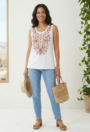Parsley & Sage Carol Embroidered Sleeveless Tank (2 Colors) (19W256A)