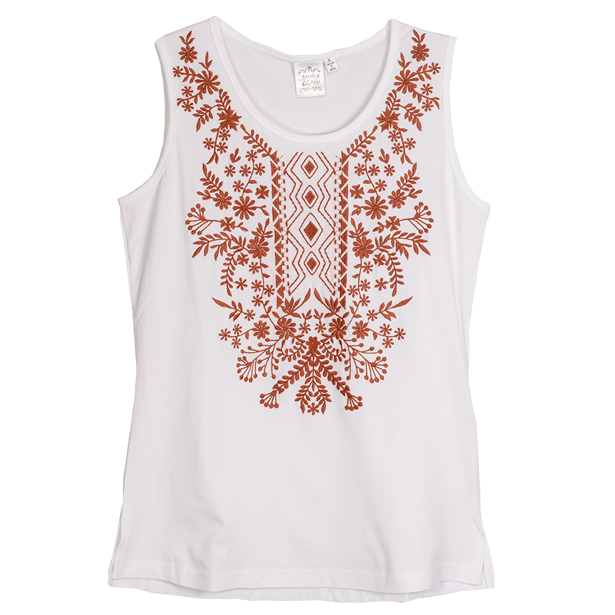 Parsley & Sage Carol Embroidered Sleeveless Tank (2 Colors) (19W256A)