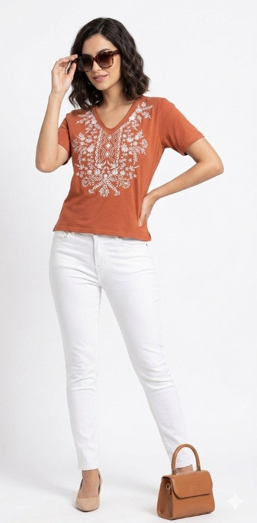 Parsley & Sage Carol Short Sleeve knit Top (2 Colors) (19W256B)