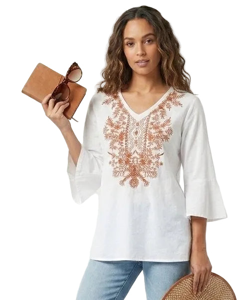 Parsley & Sage Carol 3/4 Sleeve Top (2 Colors) (19W256C)