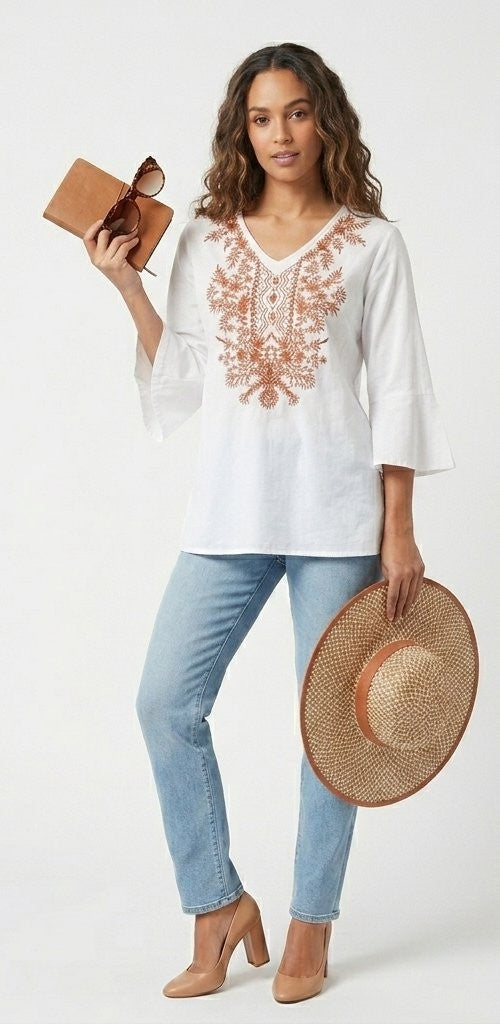 Parsley & Sage Carol 3/4 Sleeve Top (2 Colors) (19W256C)