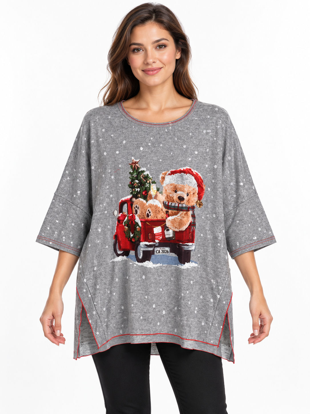 Shana Fleece Dolman Sleeve Christmas Bear Top (26630)