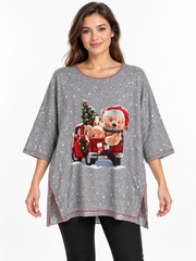 Shana Fleece Dolman Sleeve Christmas Bear Top (26630)
