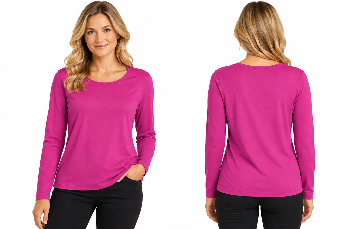 Multiples Knit Long Sleeve Scoop Neck Top (M46102TM)(Plum)