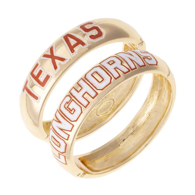 Texas Longhorn Canvas Polished Metal Hinge Bangle (27499B-Tex)