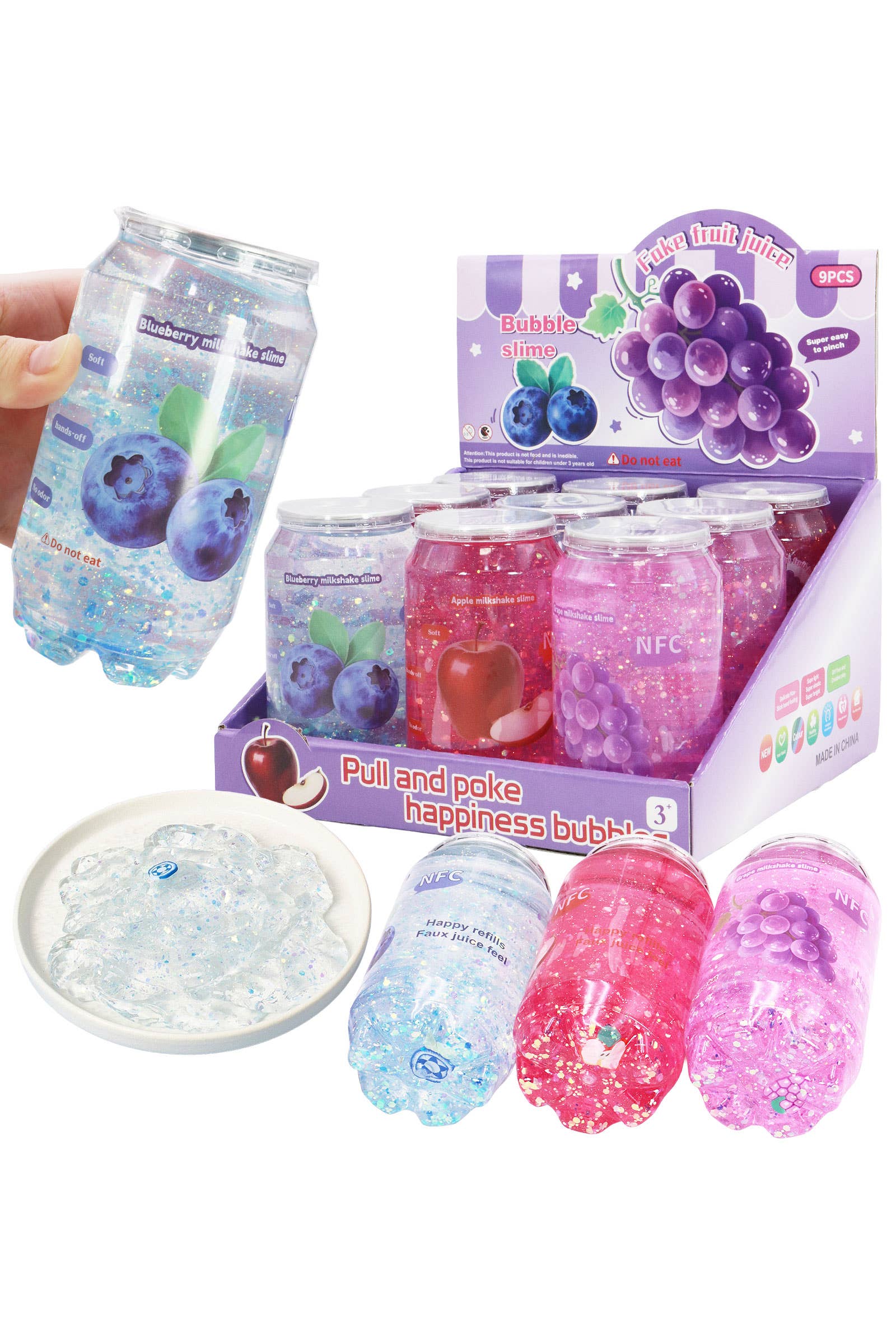 Jumbo Berry Apple Soda Can Glitter Slime (Color Chosen At Random)