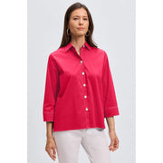 Foxcroft Kelly Solid Raspberry Contrast Stitch Stretch Shirt (RASP/WHT)