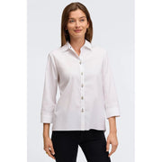 Foxcroft Kelly Solid White Contrast Stitch Stretch Shirt