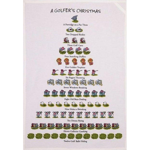 Peking Handicraft A Golfer's 12 Days of Christmas Kitchen Towel