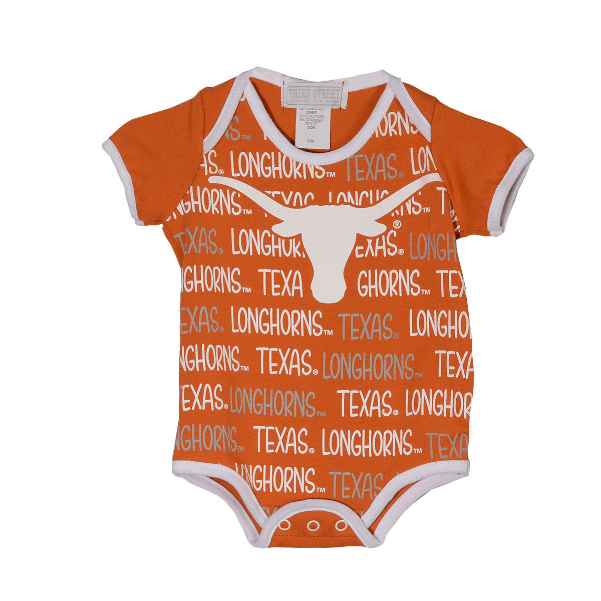 Texas Longhorn Infant Repeat Word Onesie (2026)