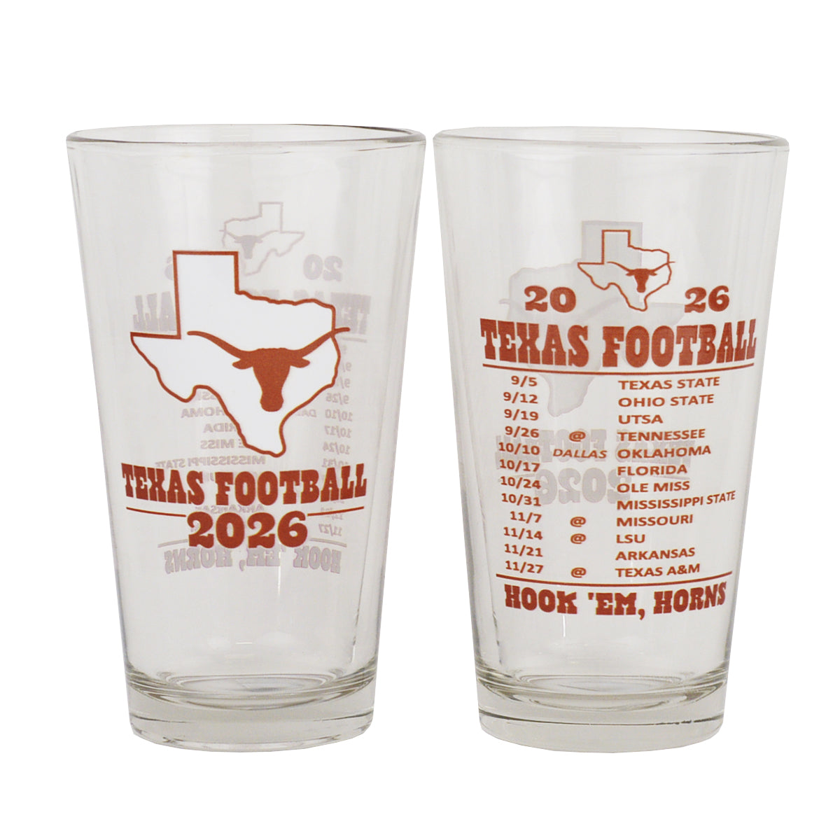 Texas Longhorn We own This State  2026 Football Schedule Glass
