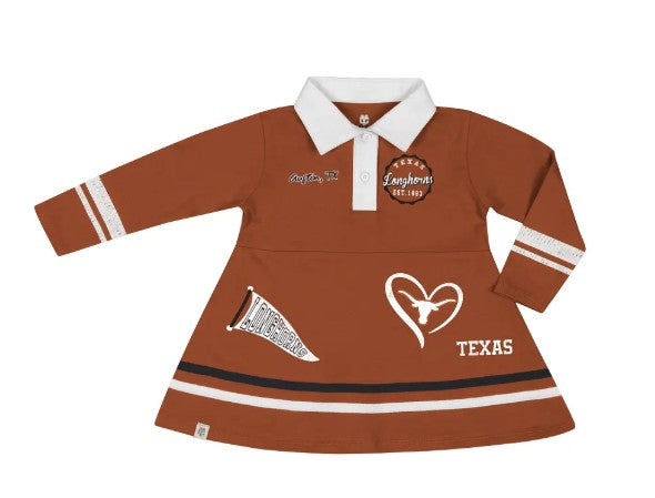 Texas Longhorn Colosseum Infant Homecoming Cheer Dress (BO/WHT)