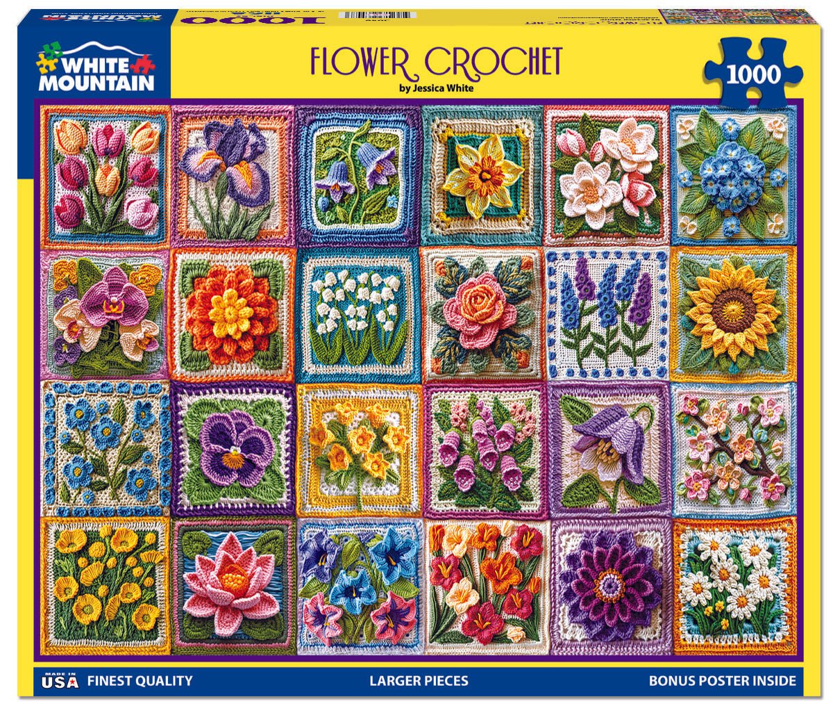 White Mountain Flower Crochet Puzzle (1000 Piece)