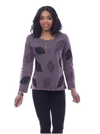 Parsley & Sage Honor Vintage Wash  Embroidery Top (Plum)(20F540C5)