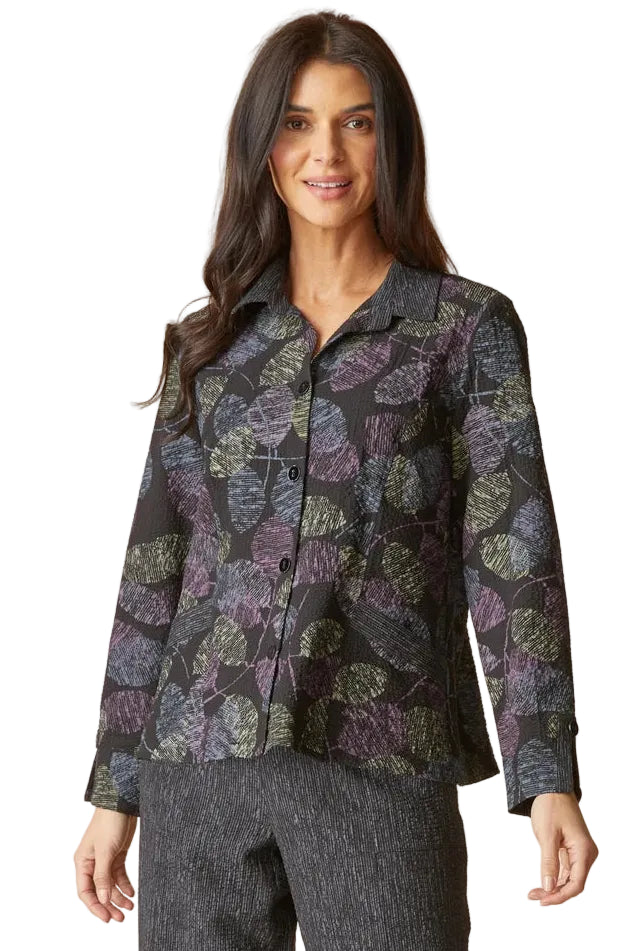 Habitat Crinkle Crepe Leaves Shirt Jacket (21014) (Black)