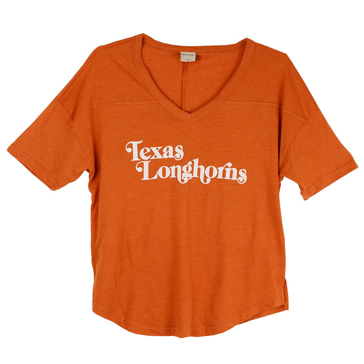 Texas Longhorn V-Happy Jersey Tee (CHICK 2109-02) (Burnt Orange)