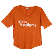 Texas Longhorn V-Happy Jersey Tee (CHICK 2109-02) (Burnt Orange)