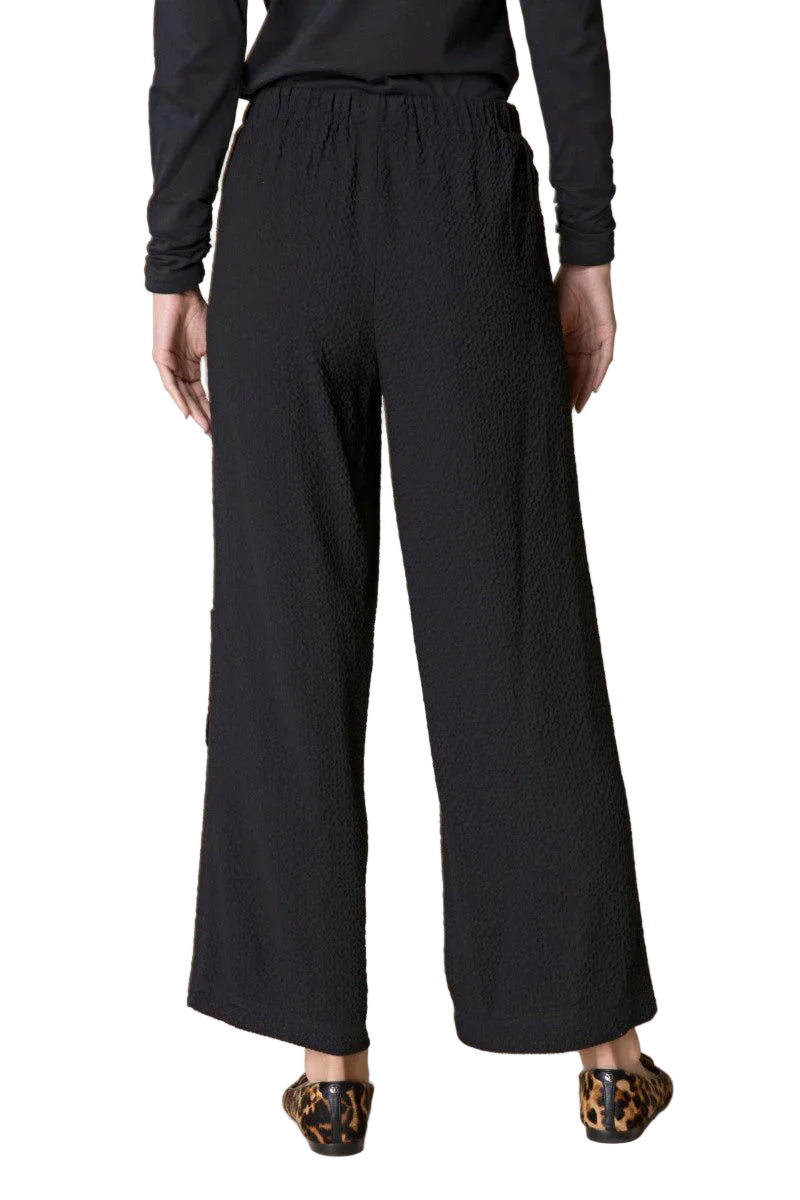 Habitat Crinkle Crepe Flat Front Solid Black Ankle Pant (21378)