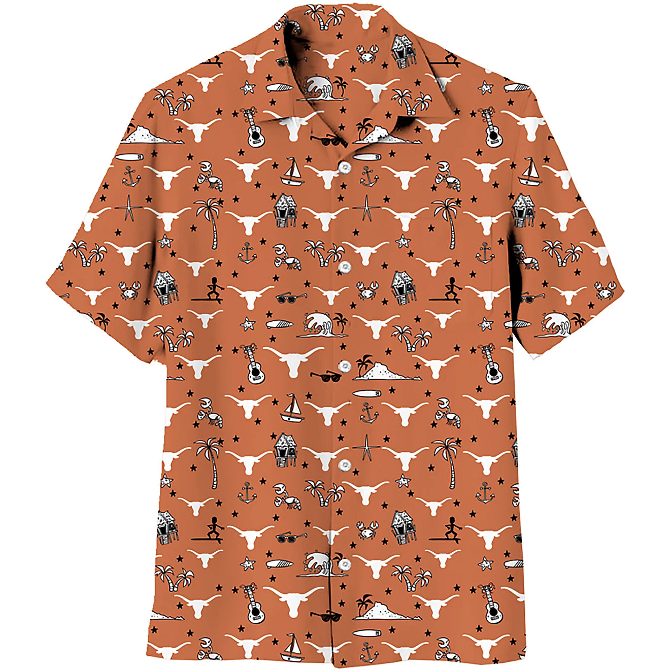 Texas Longhorn Wes & Willy Men's Beach Party Short Sleeve Shirt (2351TEX)