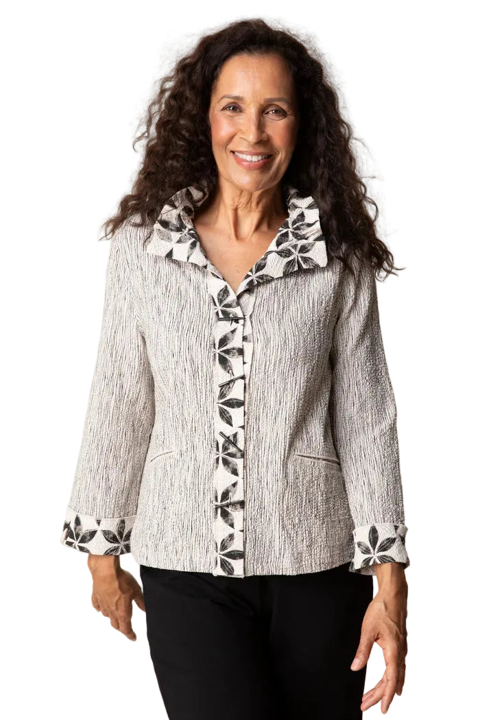 Habitat  Crinkle Crepe Fine Lines Floral Mix Luna Jacket (21648)(Willow)