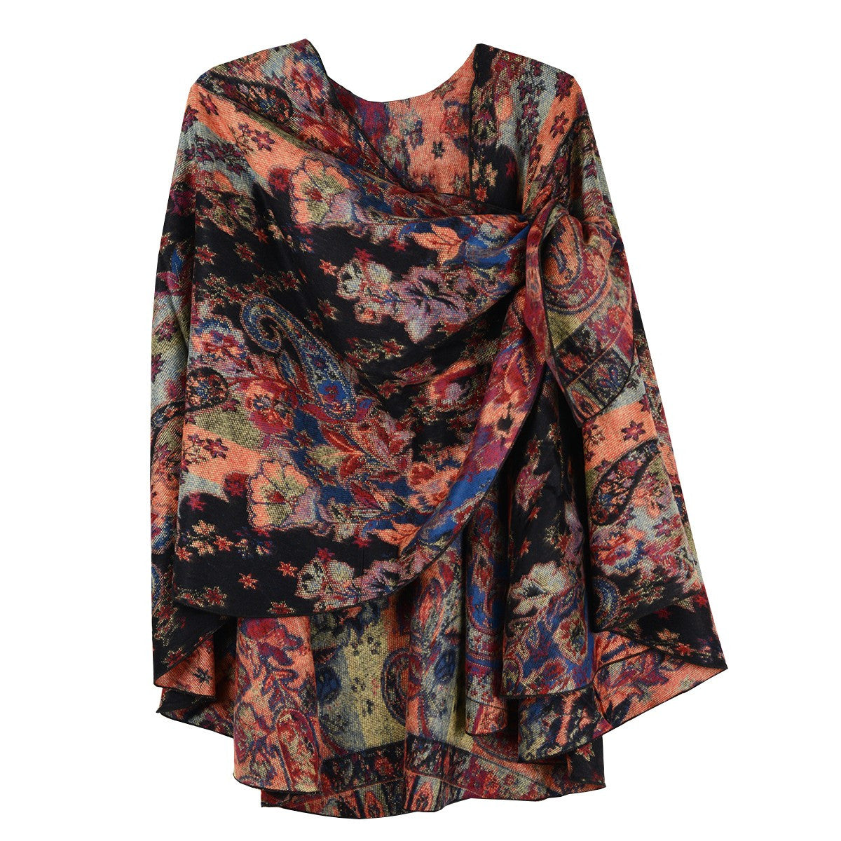 Rapti 100% Cashmere Reversible Loop Shawl (#21) BLK/MEL