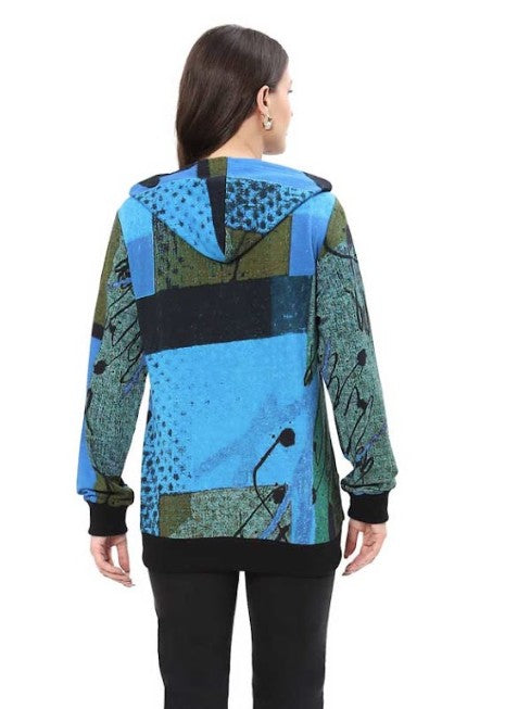 Parsley & Sage Andrea Zip Front Hoodie Jacket (TURQ/MULTI)