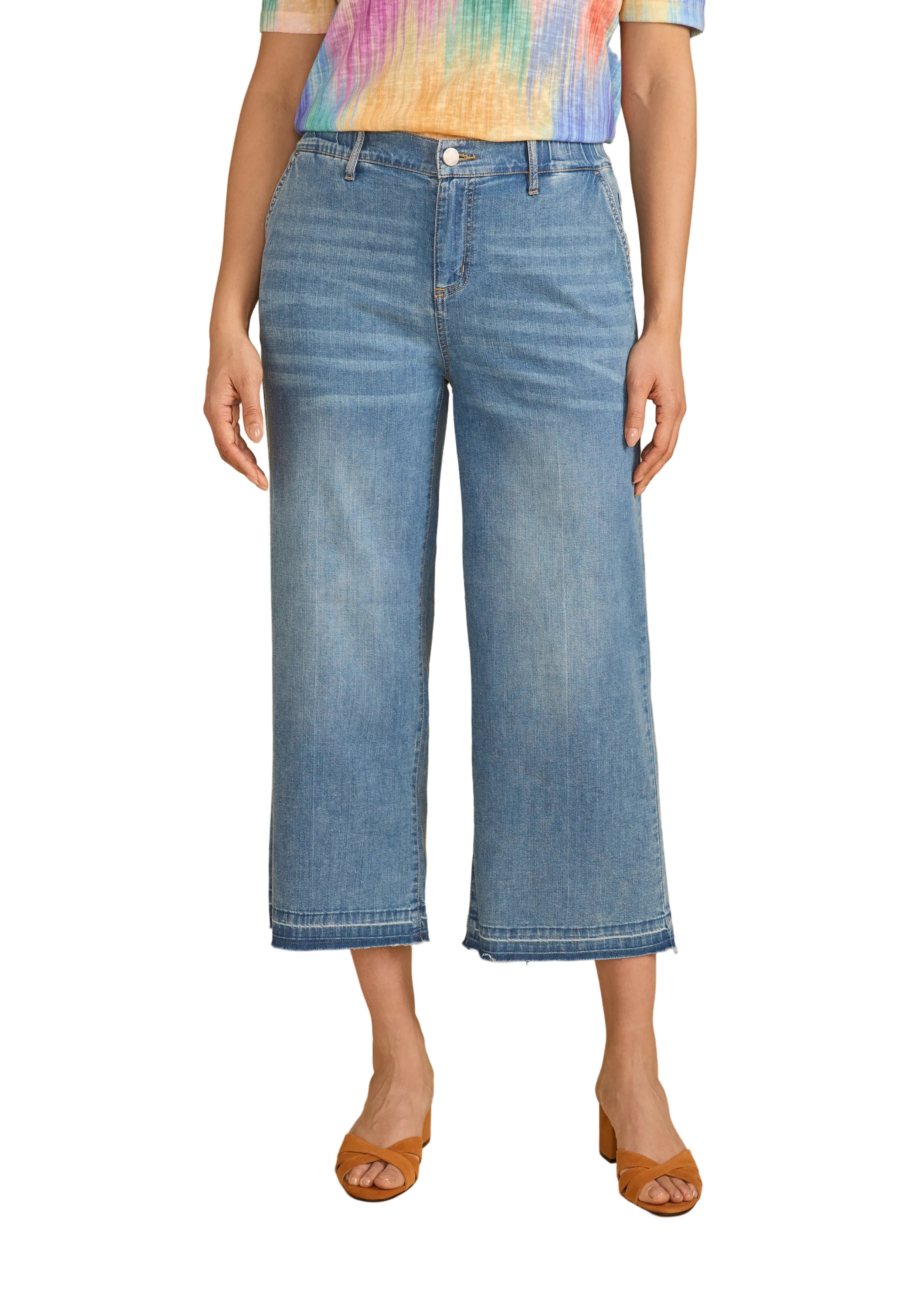 FDJ French Dressing Pull-on Wide Crop Trouser (2203992)(Medium Blue)