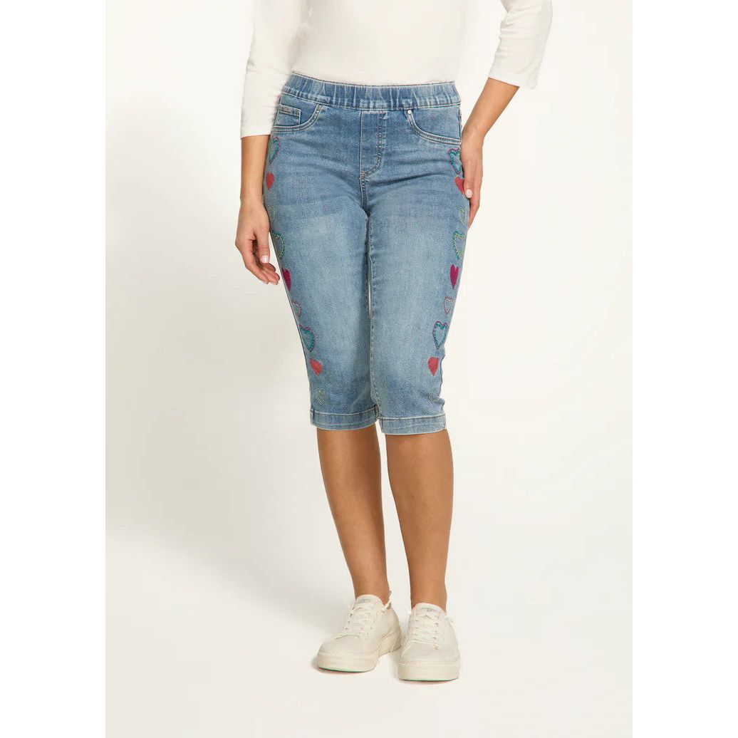 FDJ French Dressing Embroidered Hearts Pull-On Pedal Pushers