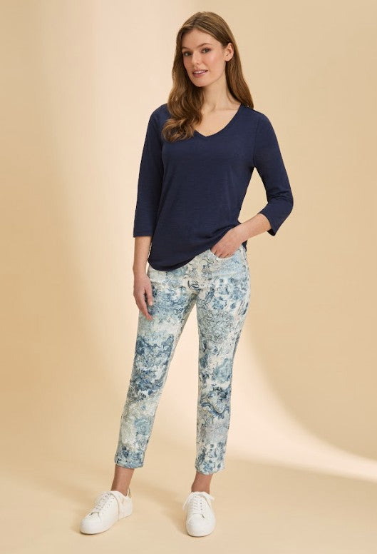 FDJ French Dressing Olivia Blurred Floral Wide Ankle Jeans (NEUTBLU)