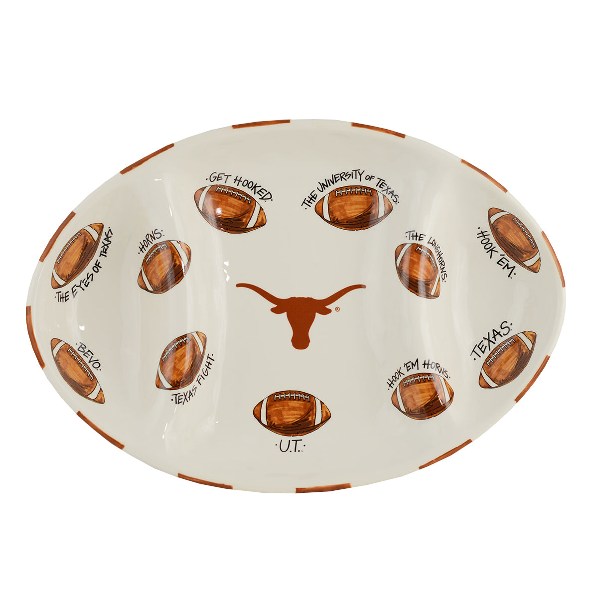 Magnolia Lane Texas Longhorn Ceramic Football Platter (22542)